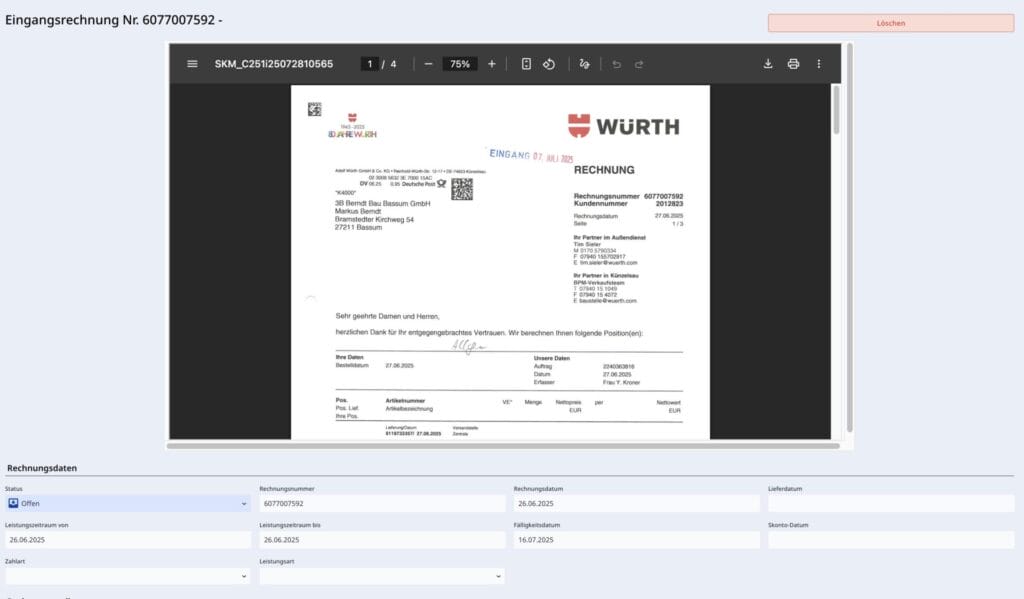 Eingangsrechnungen - Bausoftware - Digital vereinfacht GmbH
